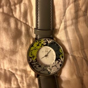 Vera Bradley watch w genuine gray leather strap